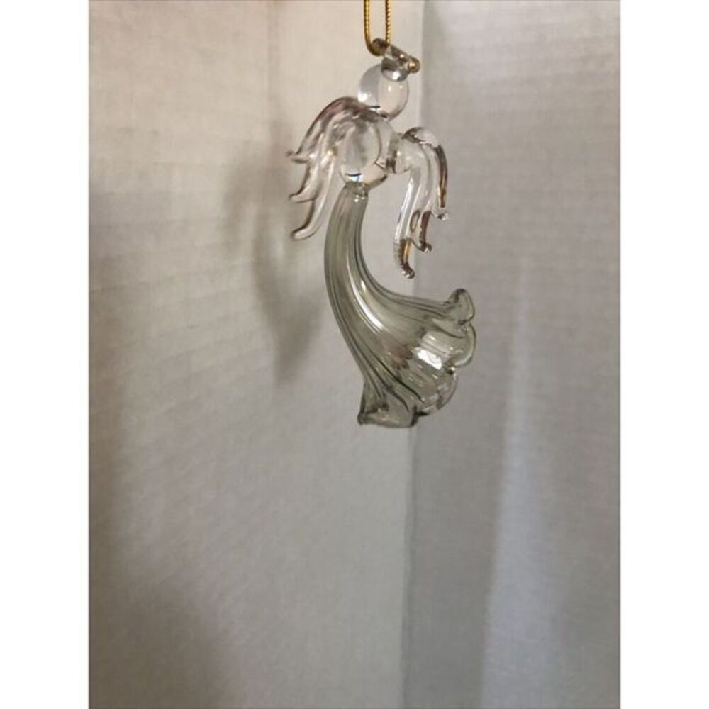 Glass ANGEL TREE ORNAMENTS   BLOWN‎ GLASS - GOLD Trimming